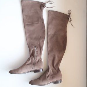 Marc Fisher Taupe Suede Low Heel Tall Over the Knee Riding Boots Size 7.5